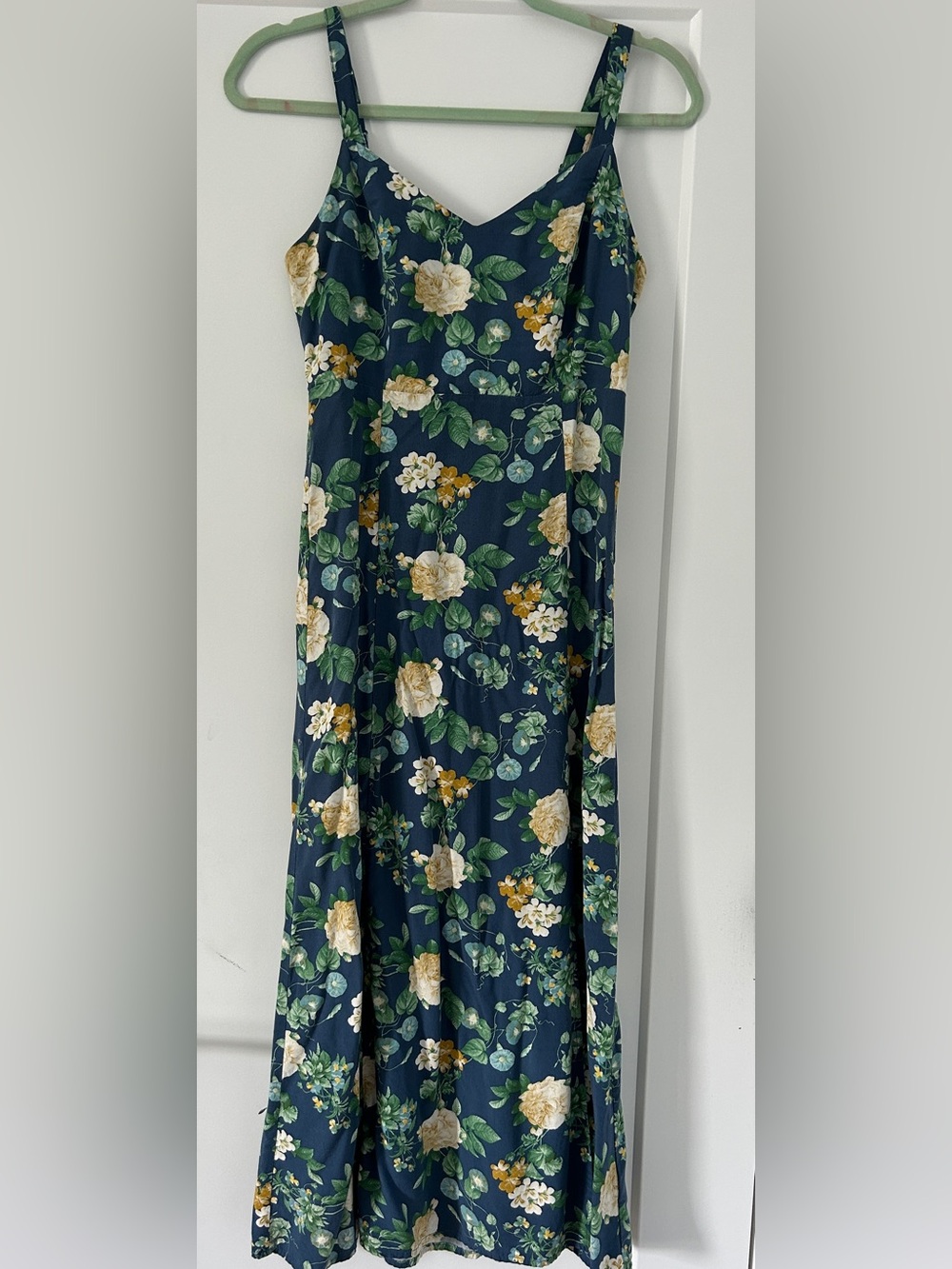 Old Navy Navy Maxi Dress with Cream & Green Floral Print